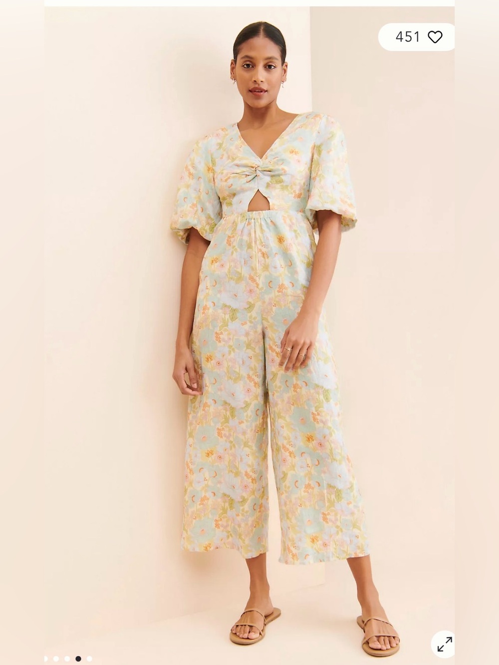 Jumpsuit SANCIA Pastel Blue Floral Tie-Front Cutout